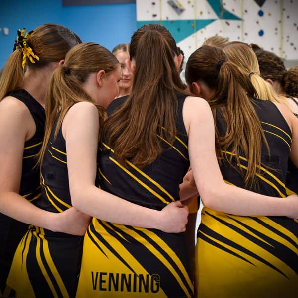 Girls netball team talk